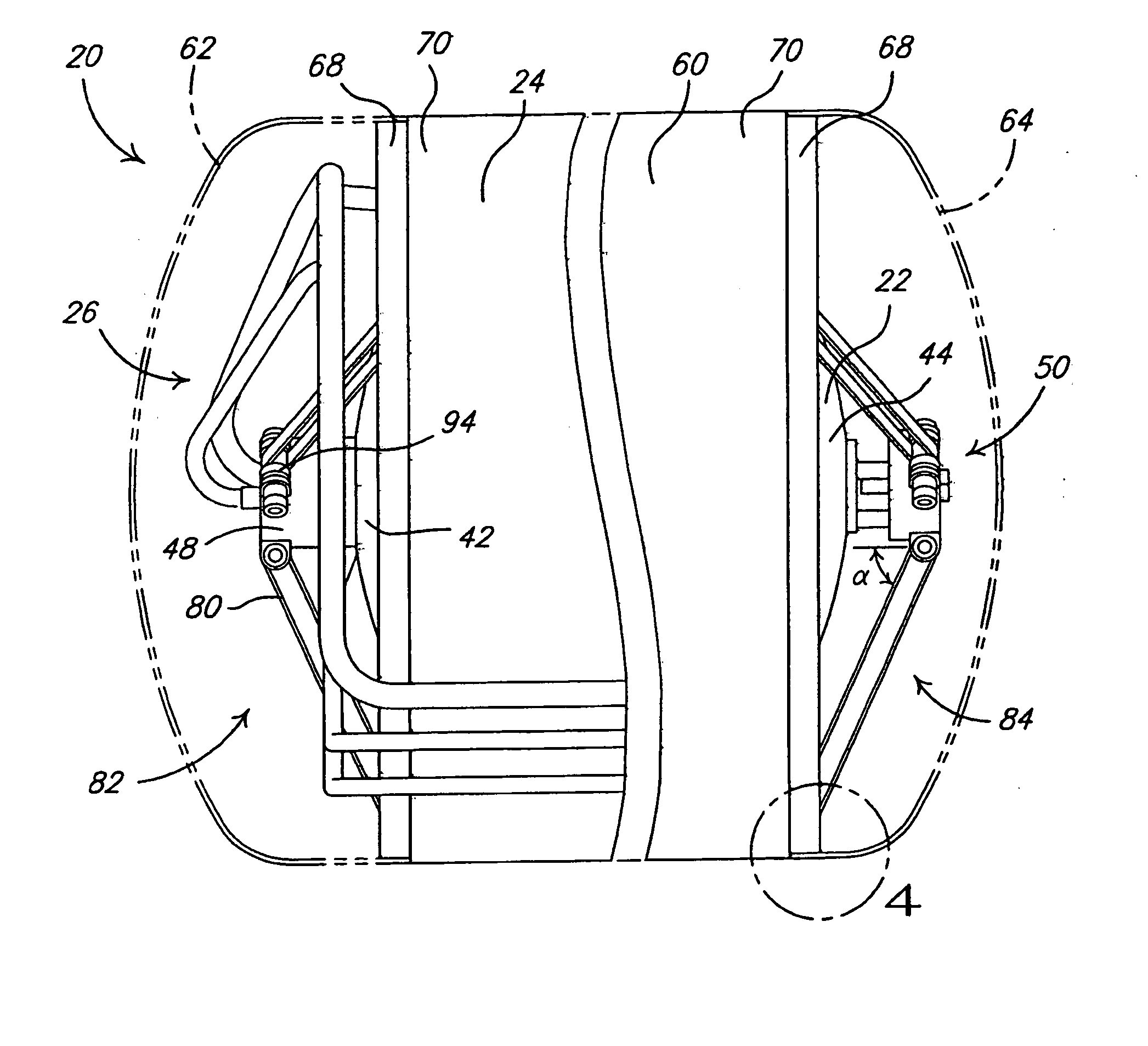 Suspended liquid hydrogen storage tank