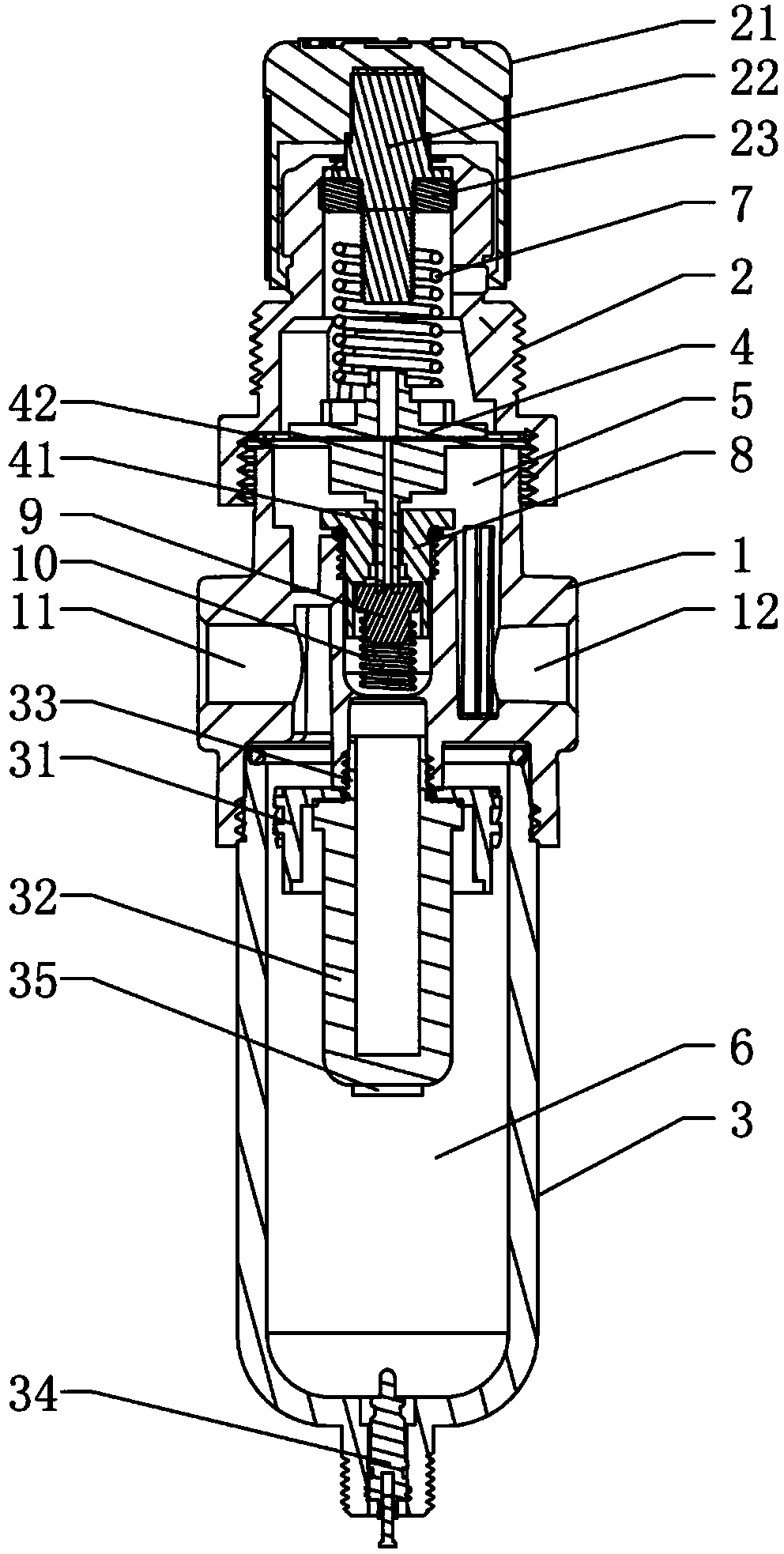 Mini type filtering pressure reducing valve