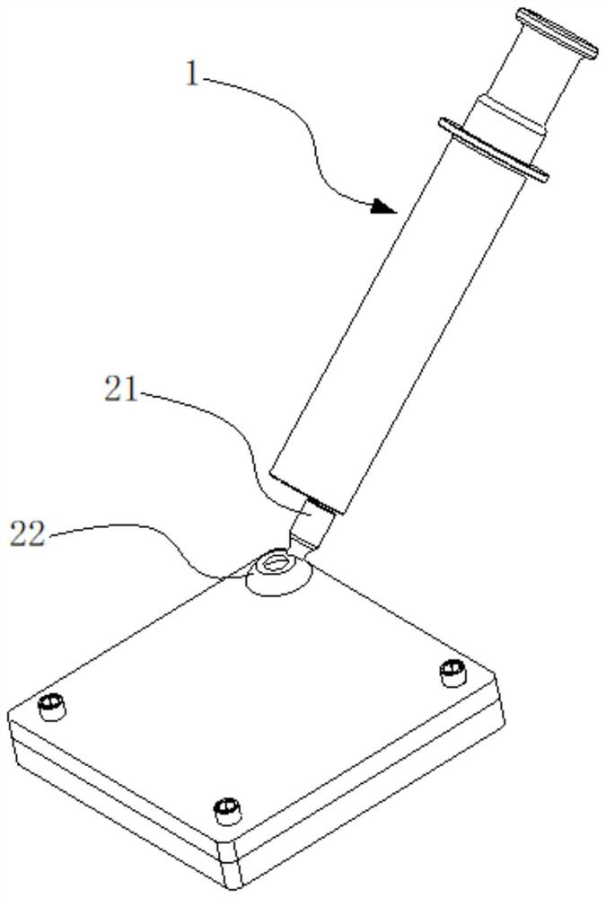 Glue sealing nozzle for fixing and sealing screw