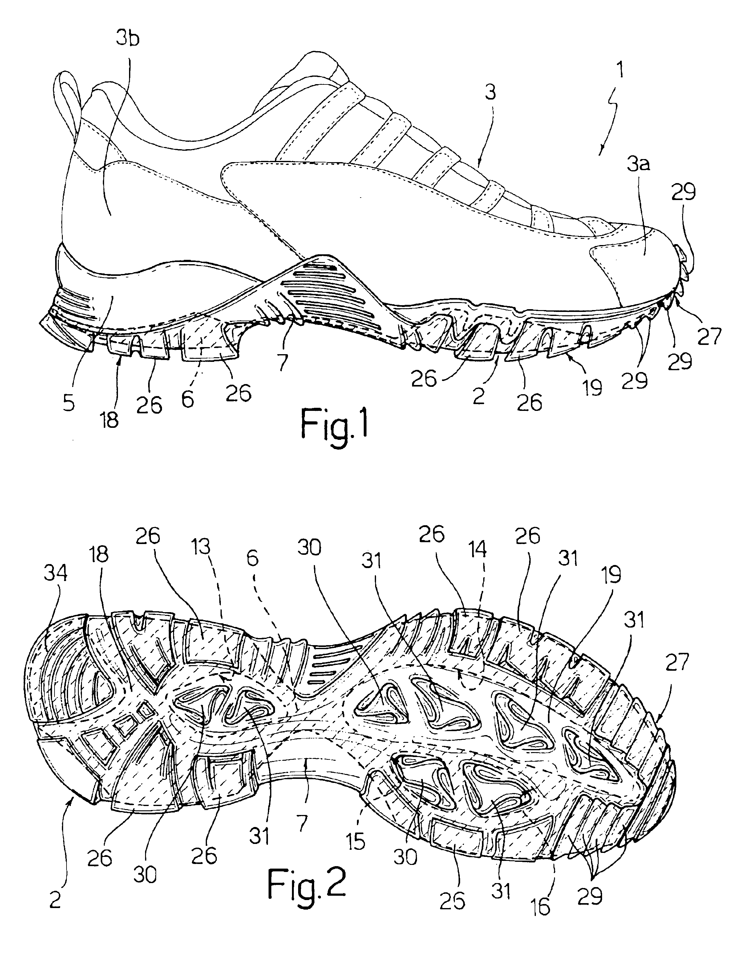 Sports shoe sole