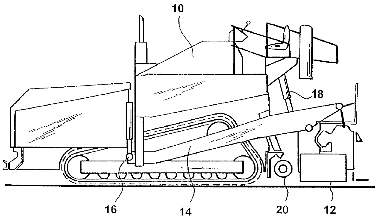 Device and method for controlling the application height of a road finisher