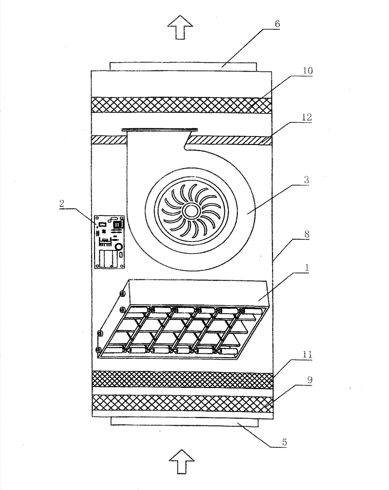 Plasma air sterilizing and purifying device for air-conditioned train