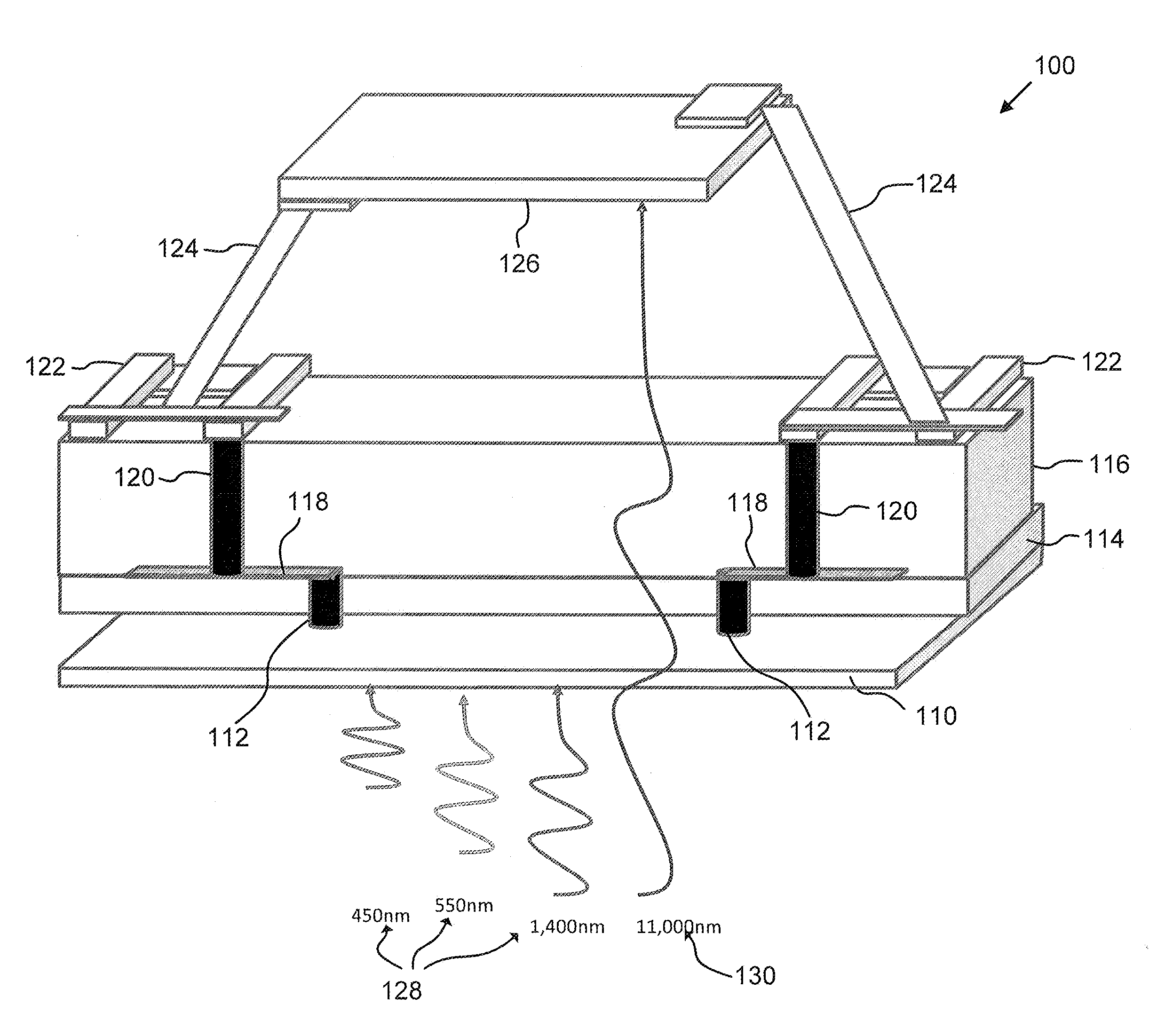 Wide spectral range hybrid image detector