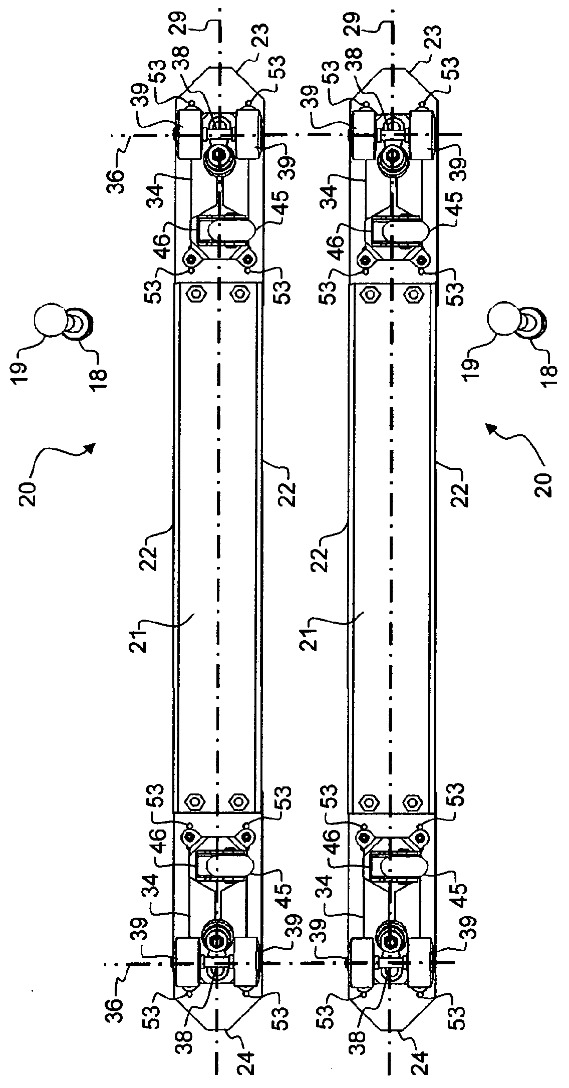 Laterally sliding roller ski