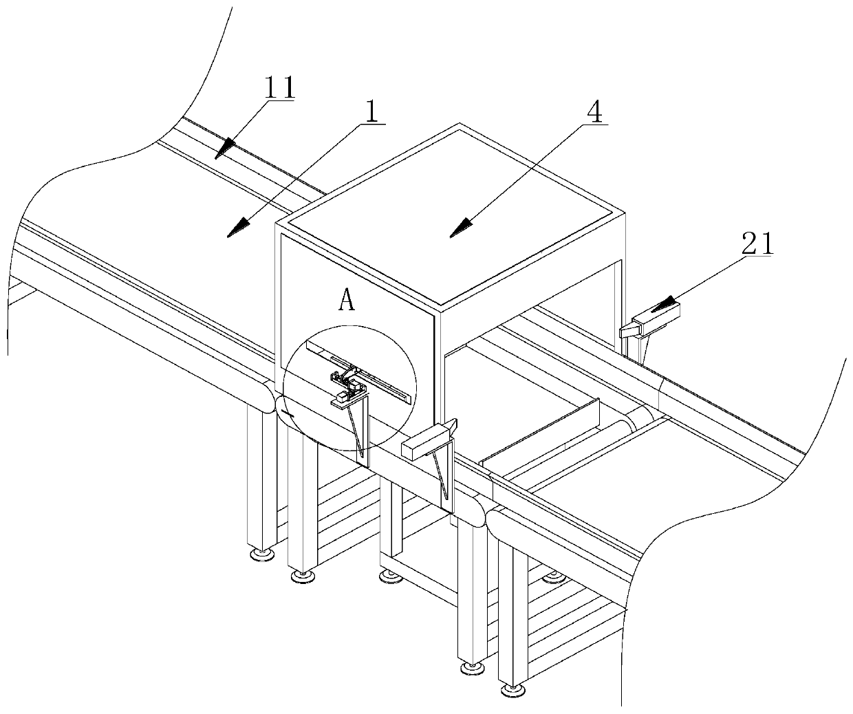 Detection device capable of identifying printer label defects