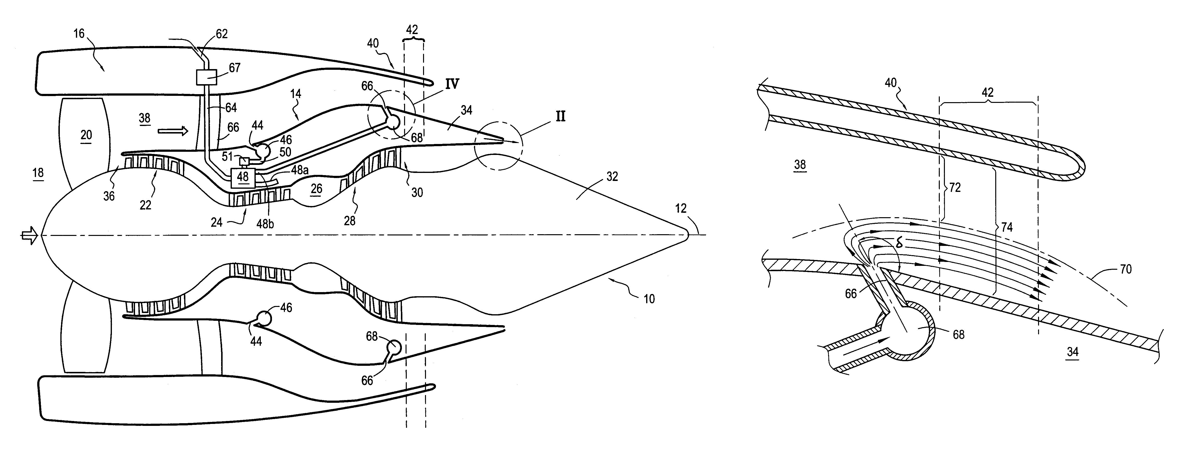 Bypass turbomachine with artificial variation of its throat section