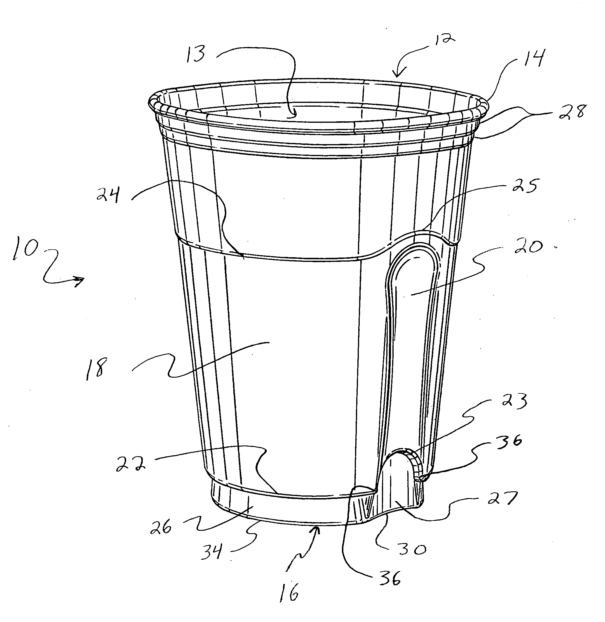 Ergonomic disposable cup having improved structural integrity