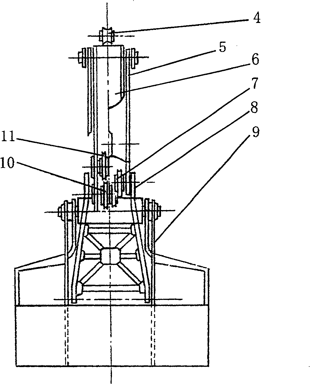 Short arm-tie type grab bucket