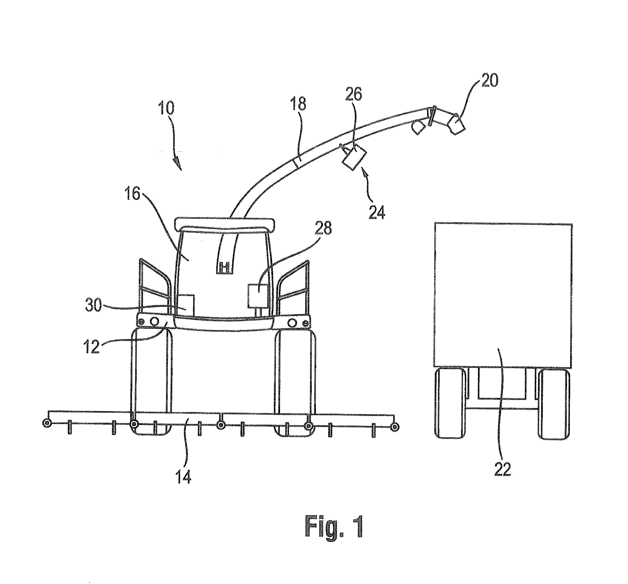 Operating system for and method of operating a controllable transfer device for harvested goods