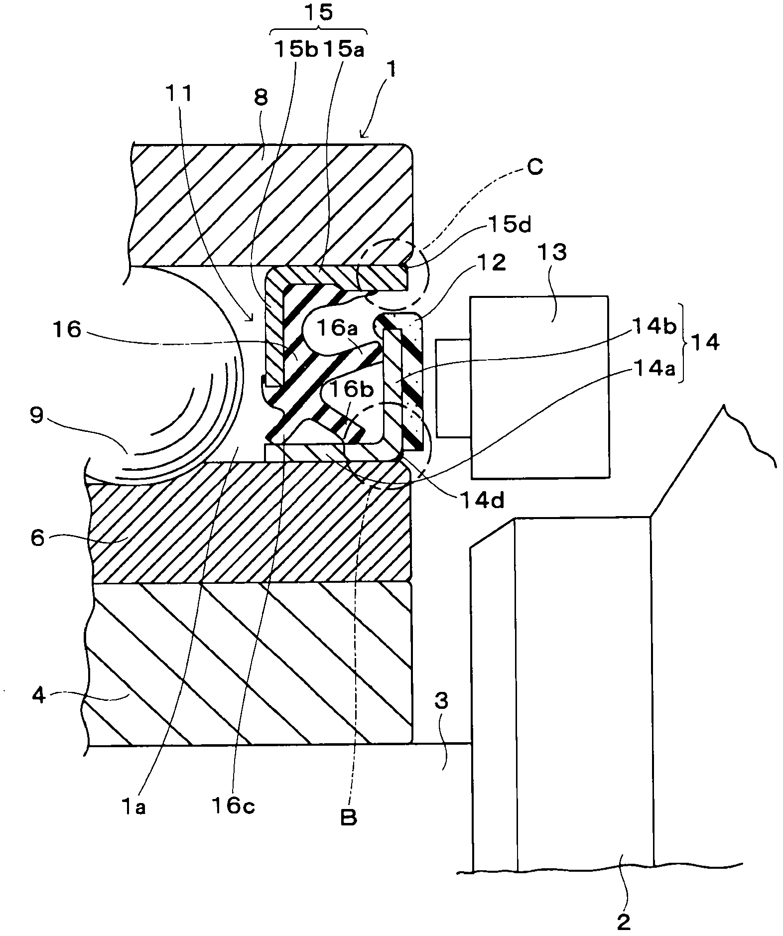 Sealing structure for fitting section