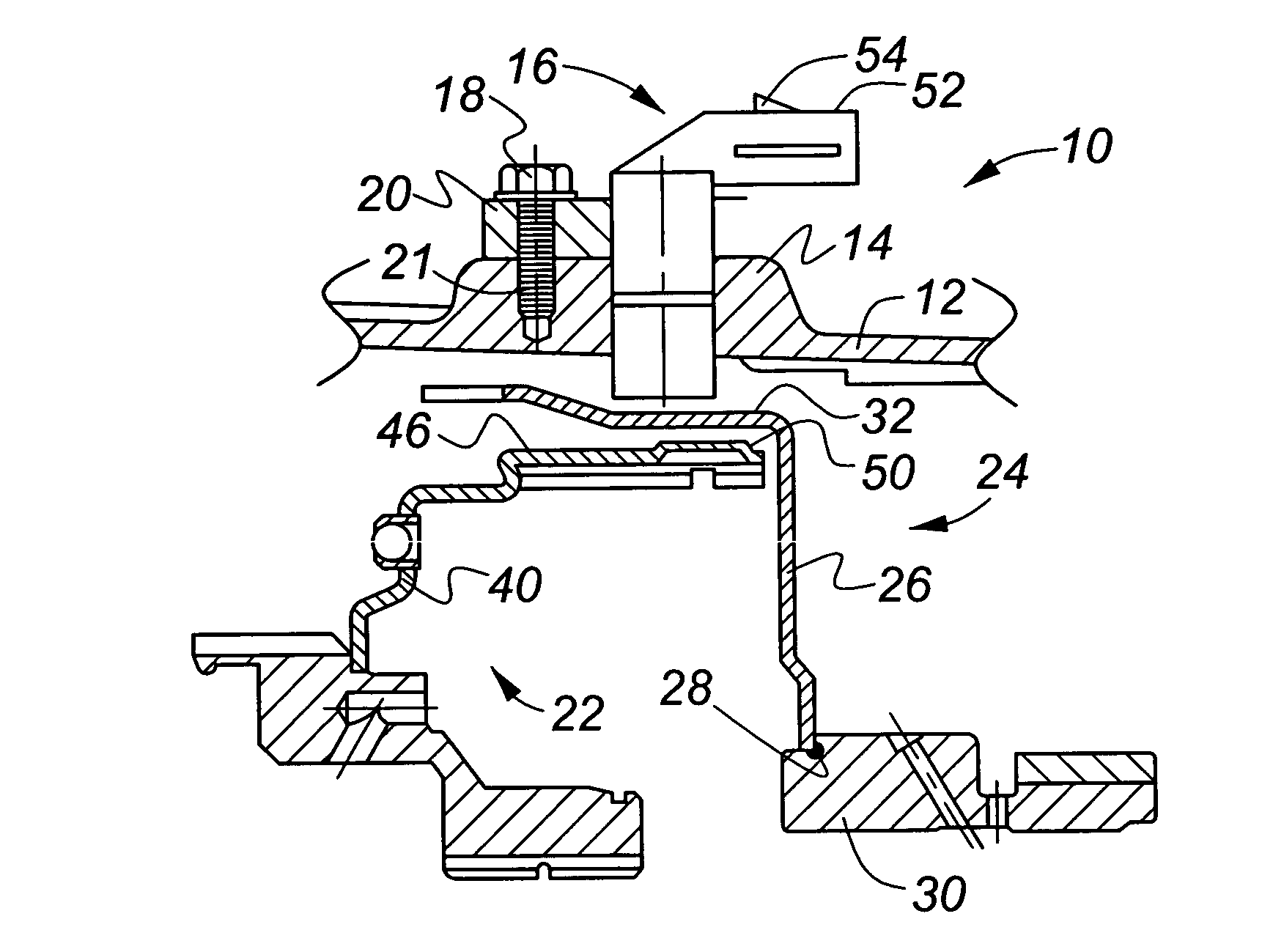 Sensing an operating parameter of a target concealed from a sensor by an interposed component