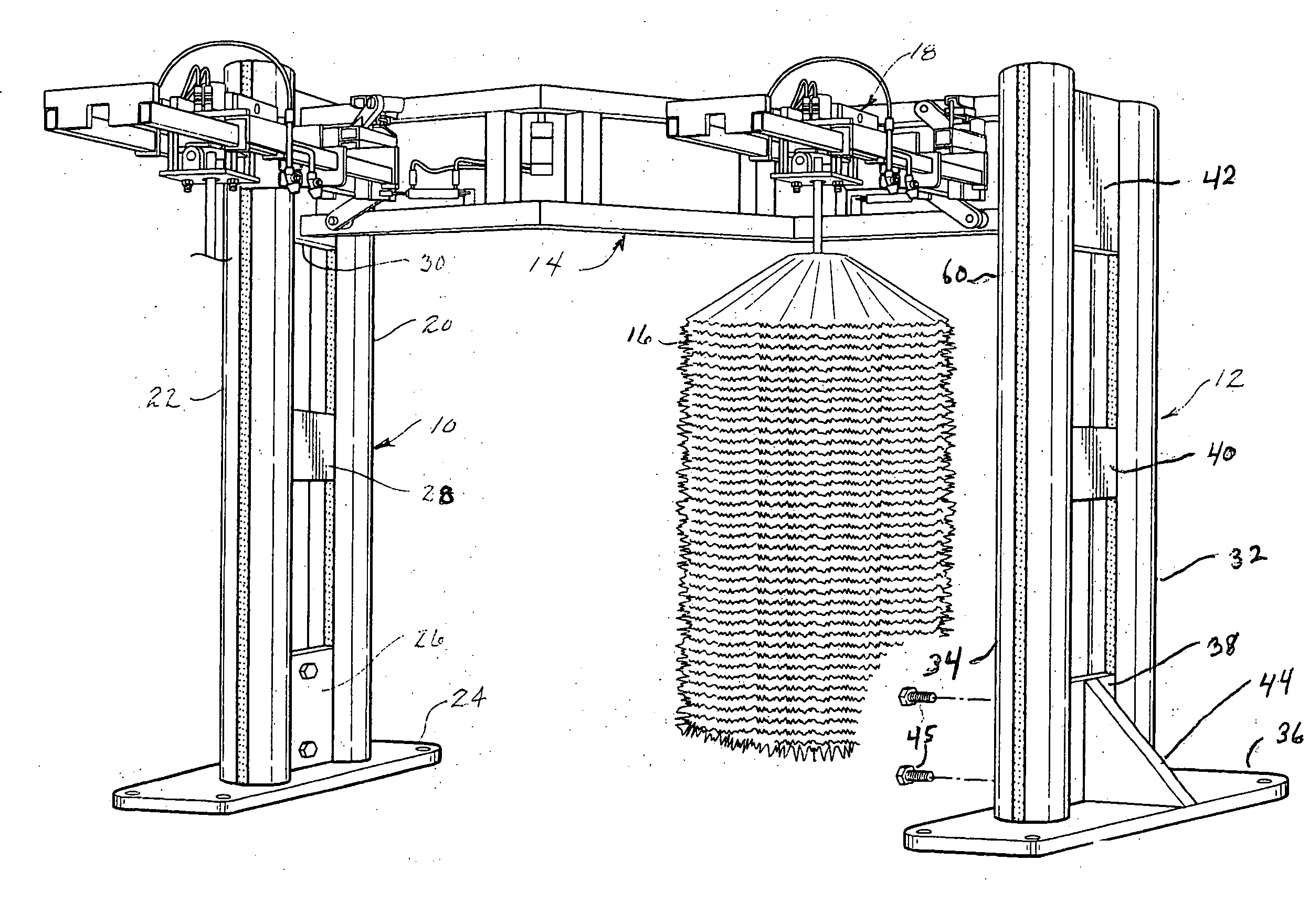 Support structure for car wash components