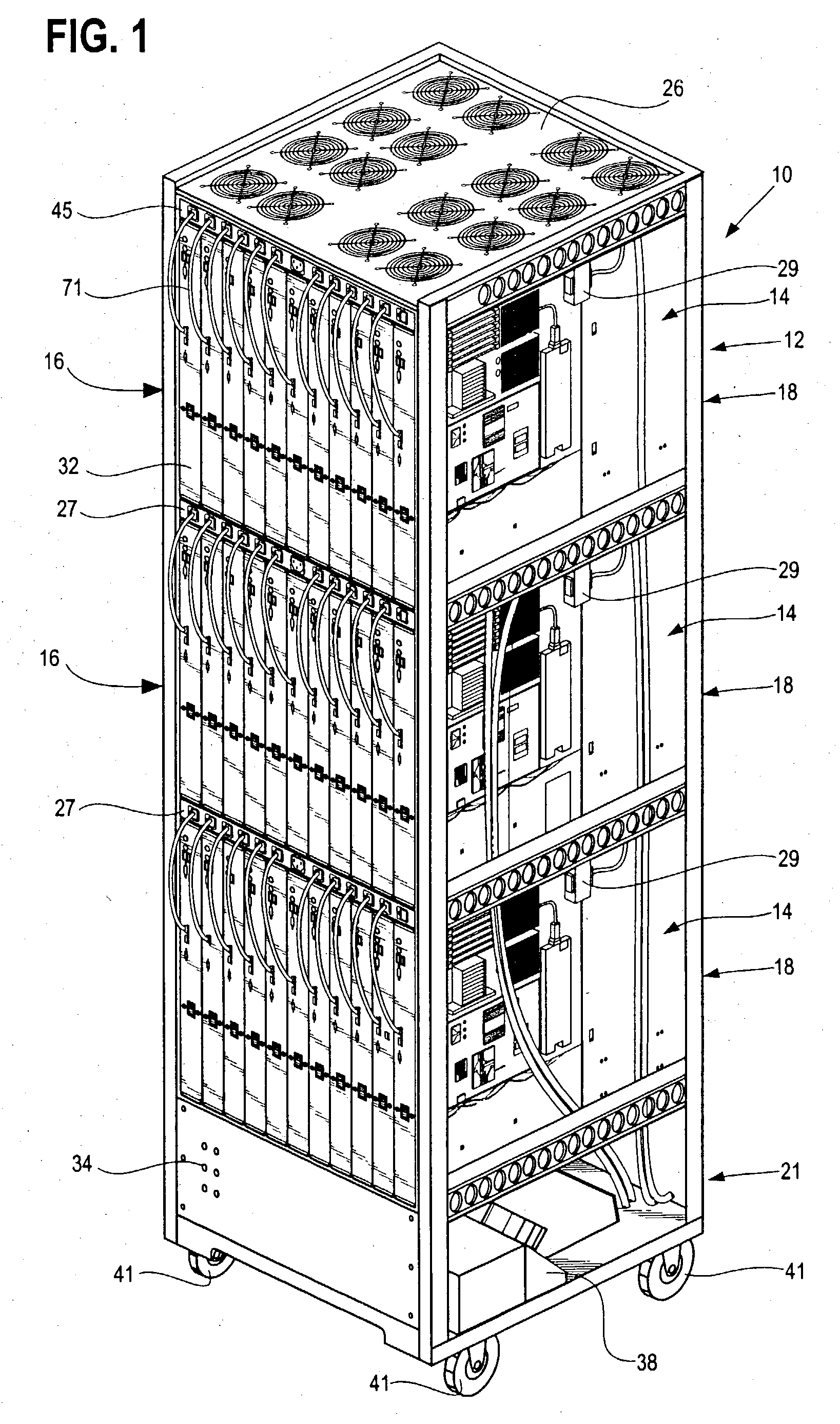 Rack mountable computer component fan cooling arrangement and method