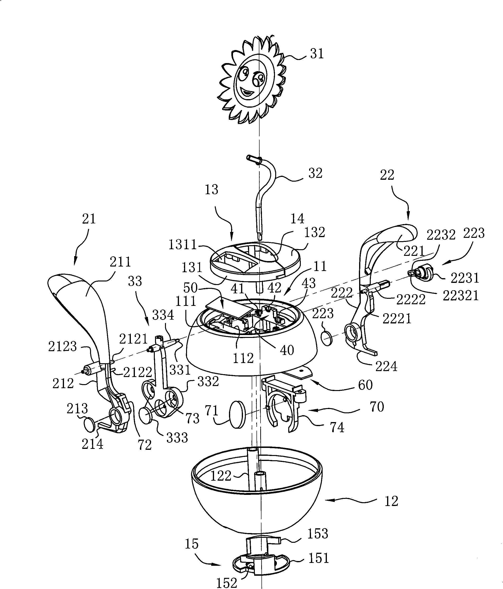 Solar plant ornaments with swinging flowers, fruits, branches and leaves