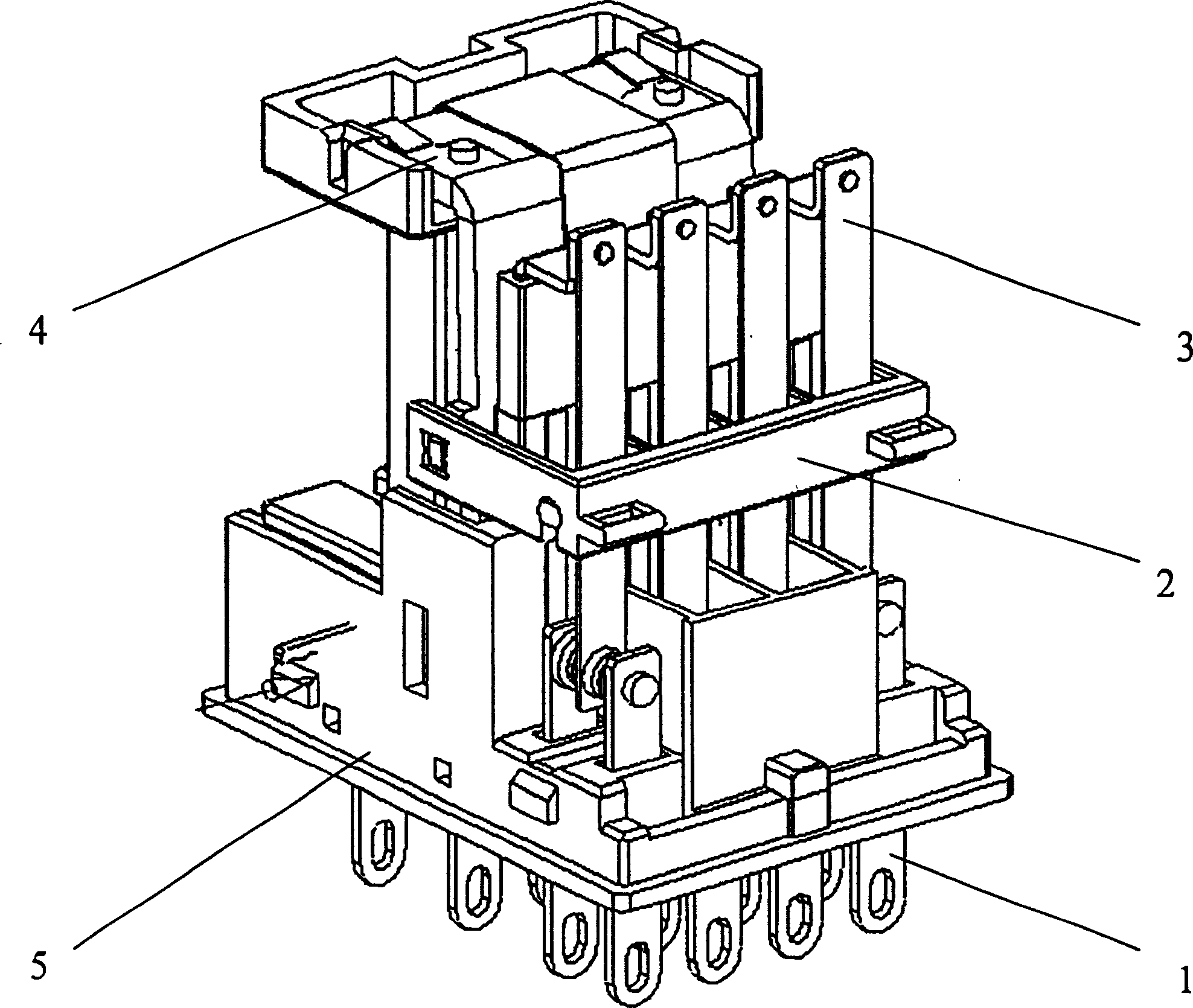 Low height small-sized large power multiple contacts AC-DC electromagnetic relay with a winding shaft pushing mechanism