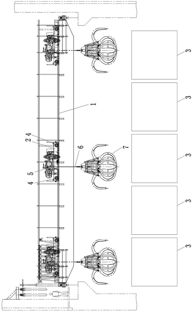 Grab overhead crane with absolute encoder trolley sprocket alignment system