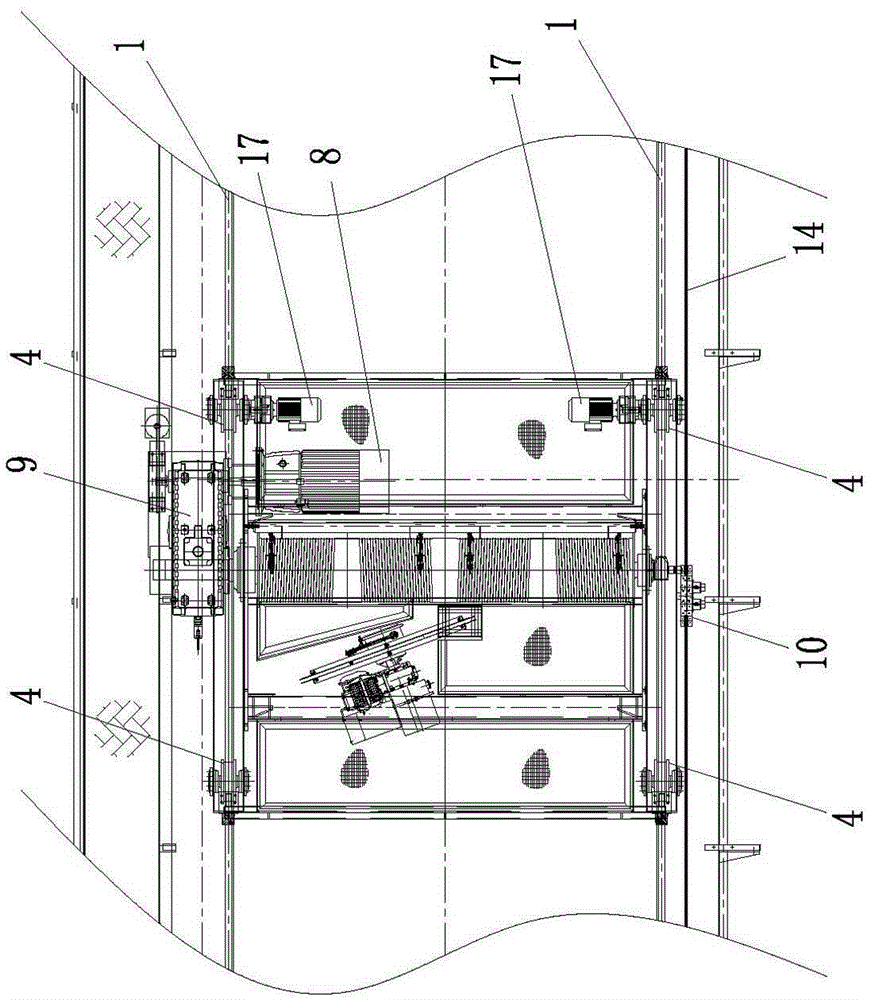 Grab overhead crane with absolute encoder trolley sprocket alignment system