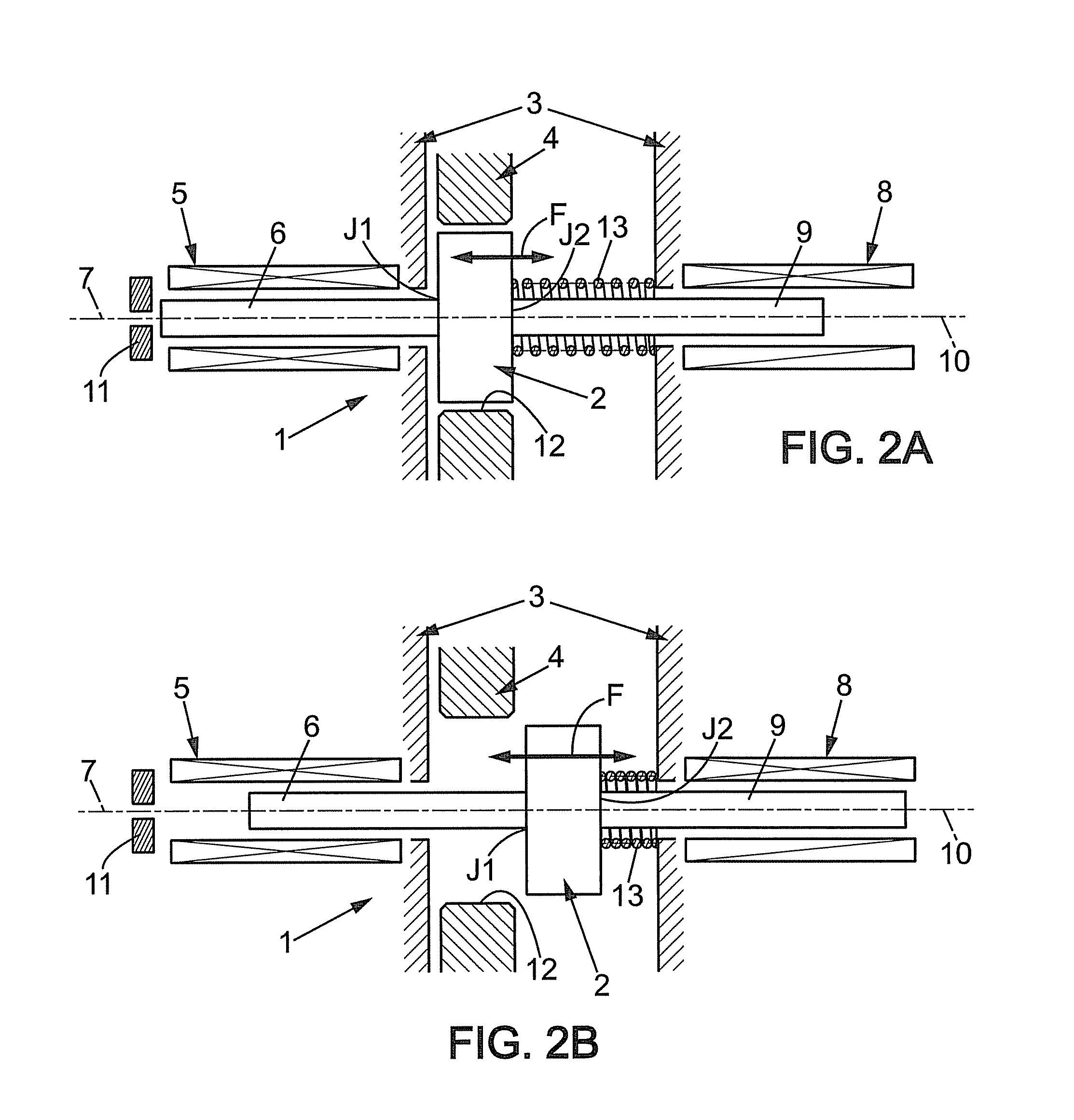 Device for moving a body linearly between two predetermined positions