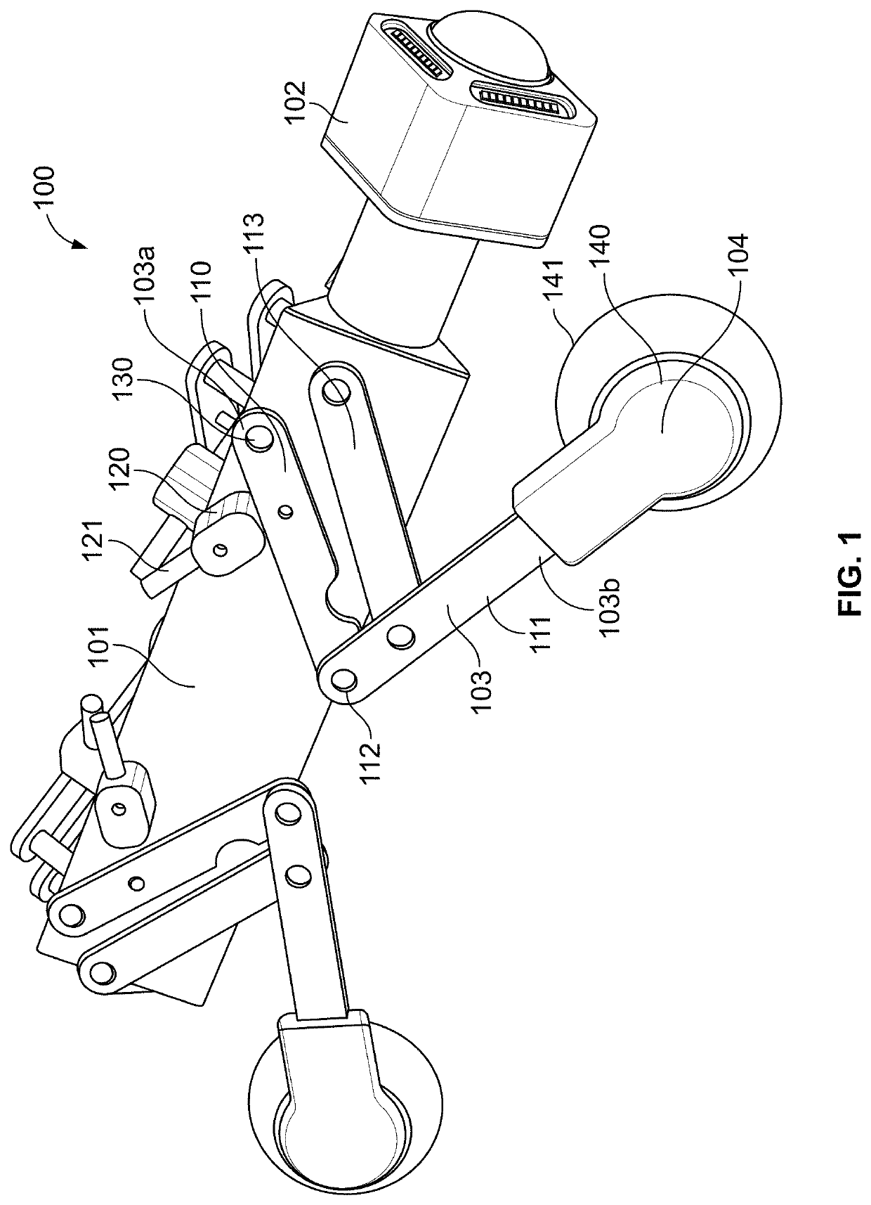 Pipe inspection device with variable height control