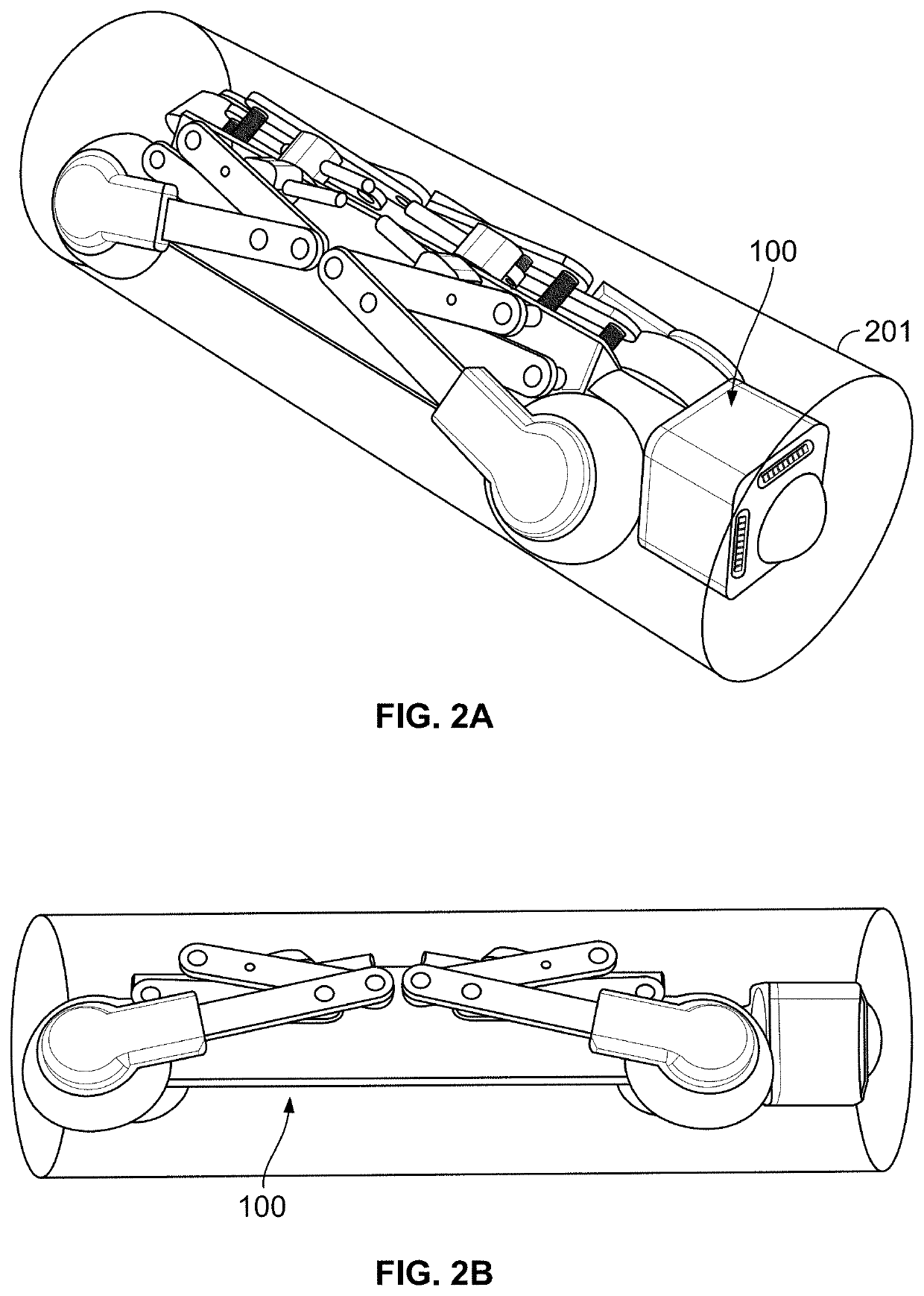 Pipe inspection device with variable height control