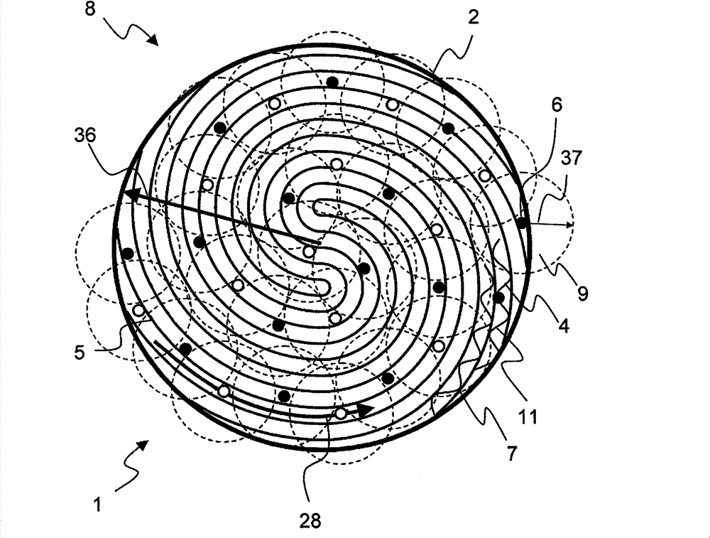 Honeycombed body with a connection free area