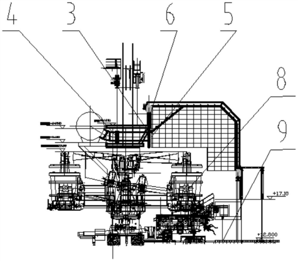 Movable totally-enclosed dust hood device special for ladle turret of continuous casting machine dedusting system