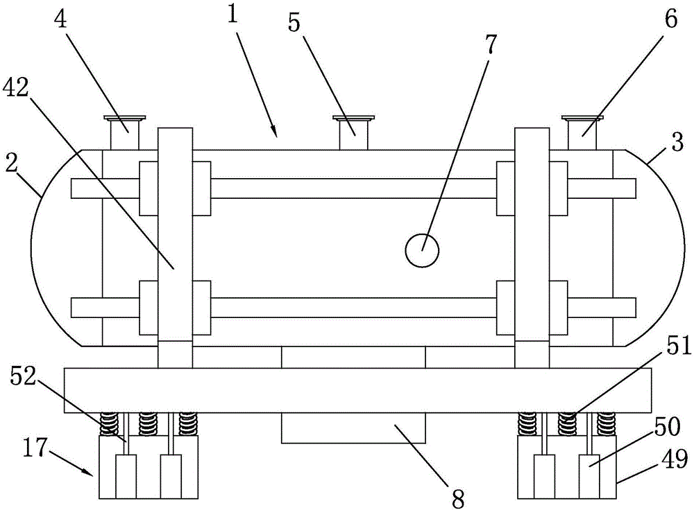 Horizontal type liquid storage device and installation method thereof