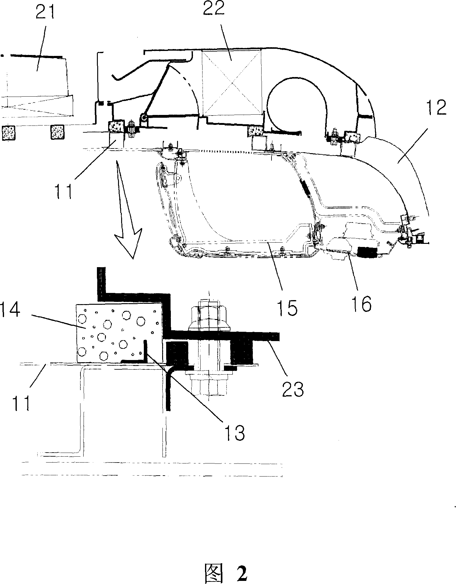 A fabricating structure of a roof-type airconditioner for a vehicle being unified condenser and evaporater