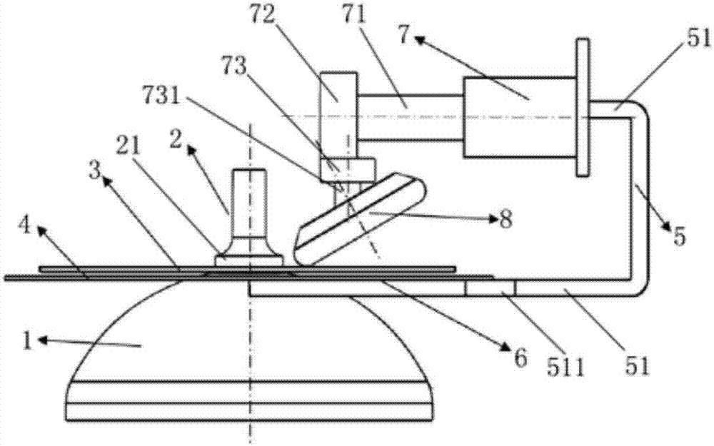 Auxiliary spinning forming tool for thin-wall aluminum alloy end socket baffle and forming process of auxiliary spinning forming tool