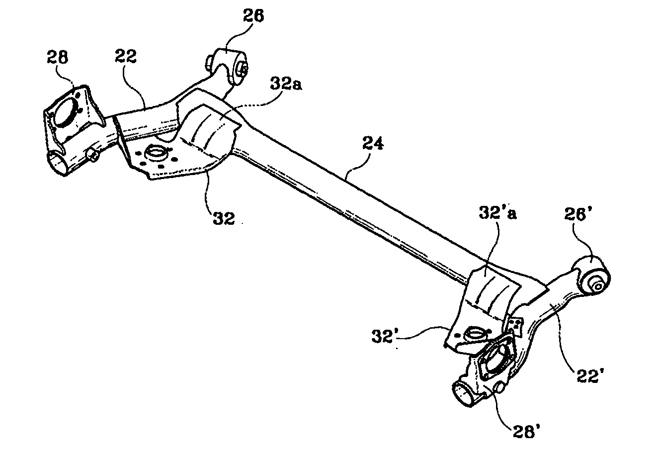 Torsion beam type suspension, method for forming torsion beam, and apparatus for forming torsion beam