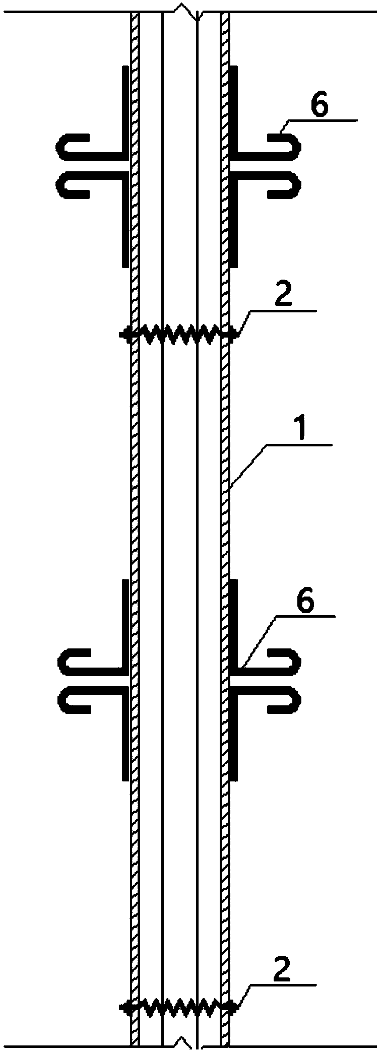 Inter-building joint buffering force transmitting box and installing method thereof