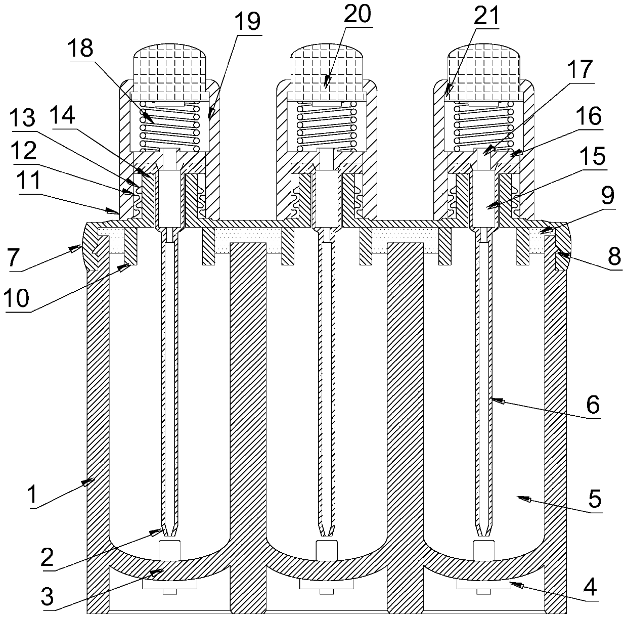 Sucker type multi-cavity cosmetic bottle