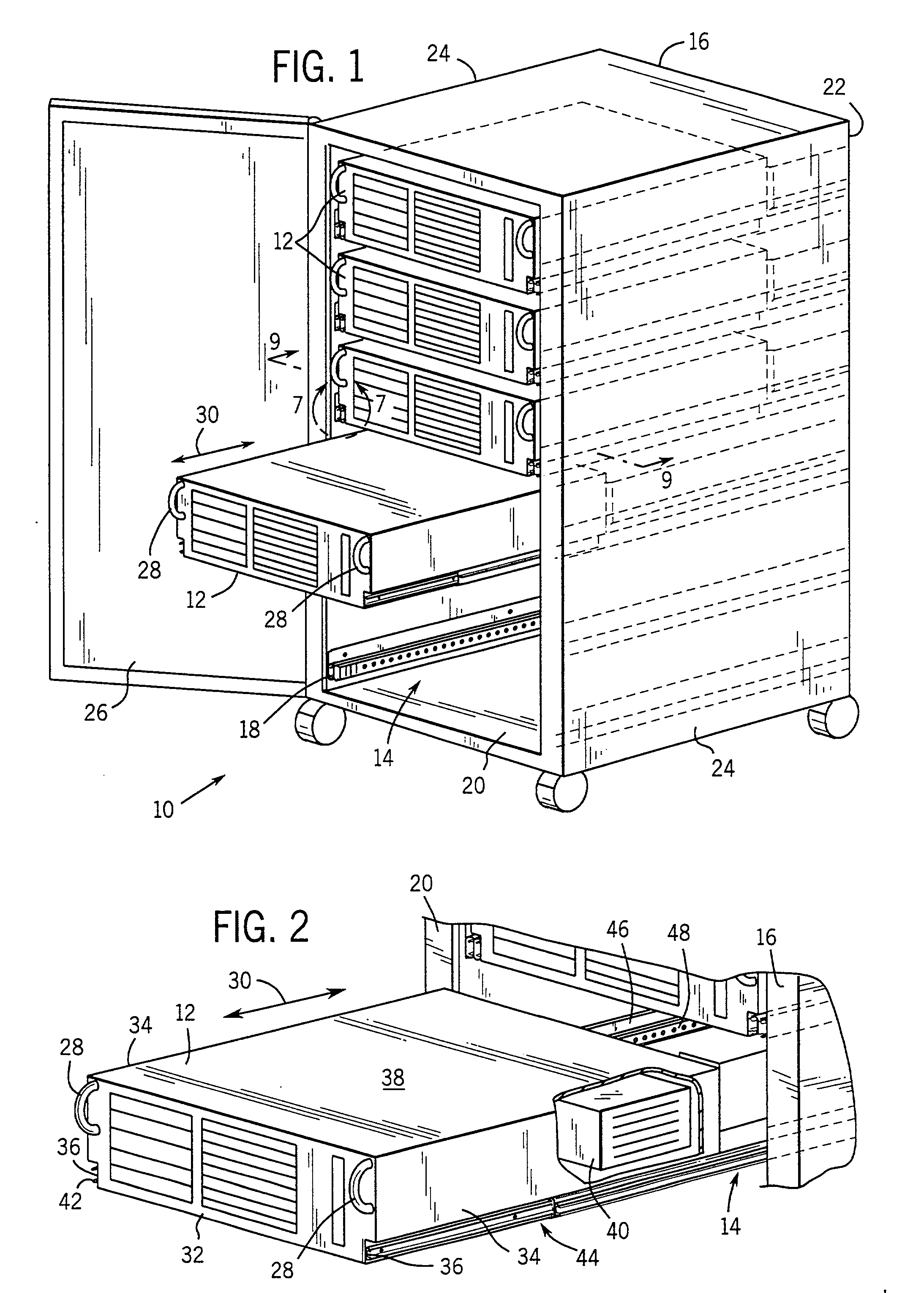 Computer component rack mounting arrangement