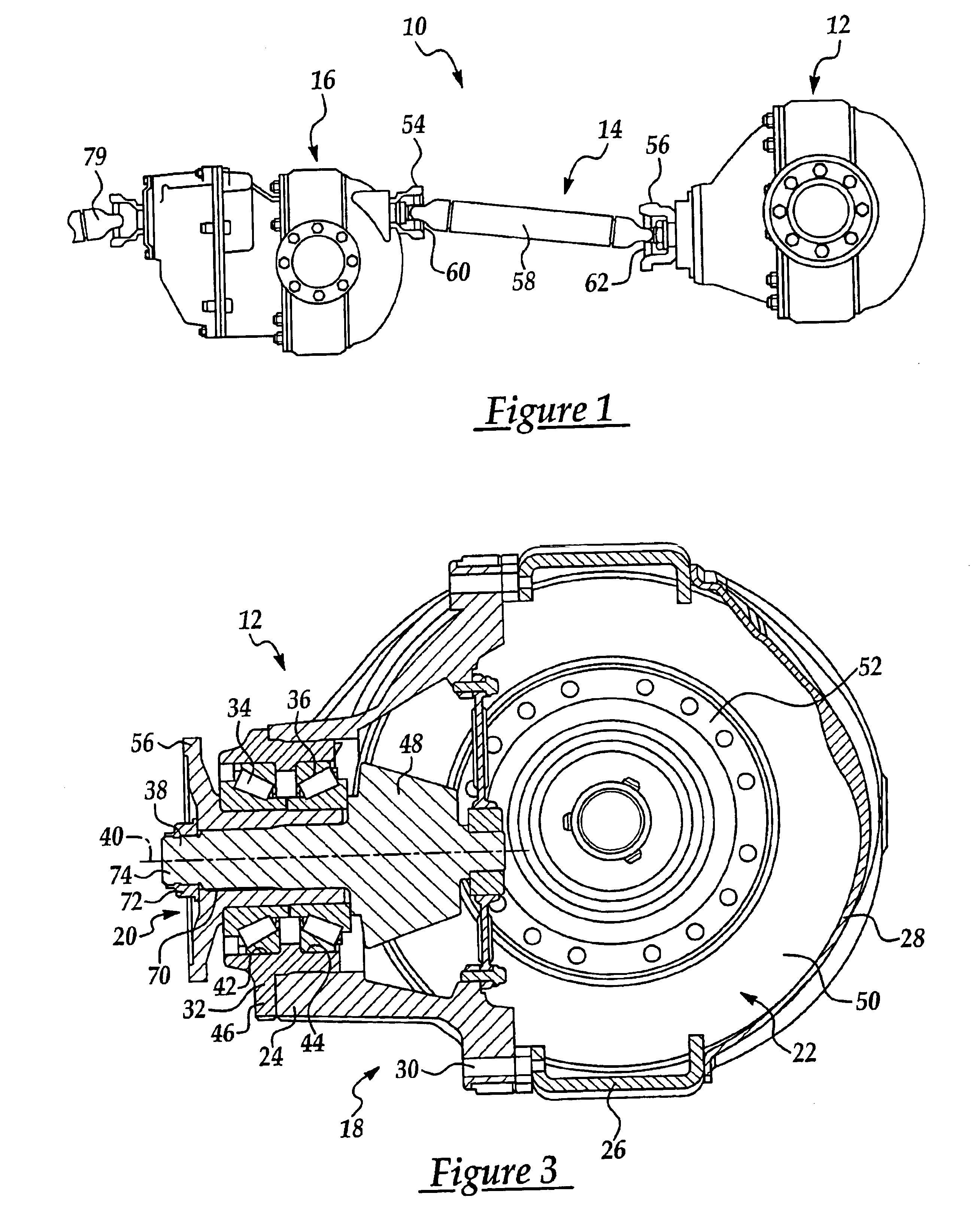 Tandem axle power divider assembly with inboard slip driveshaft connection