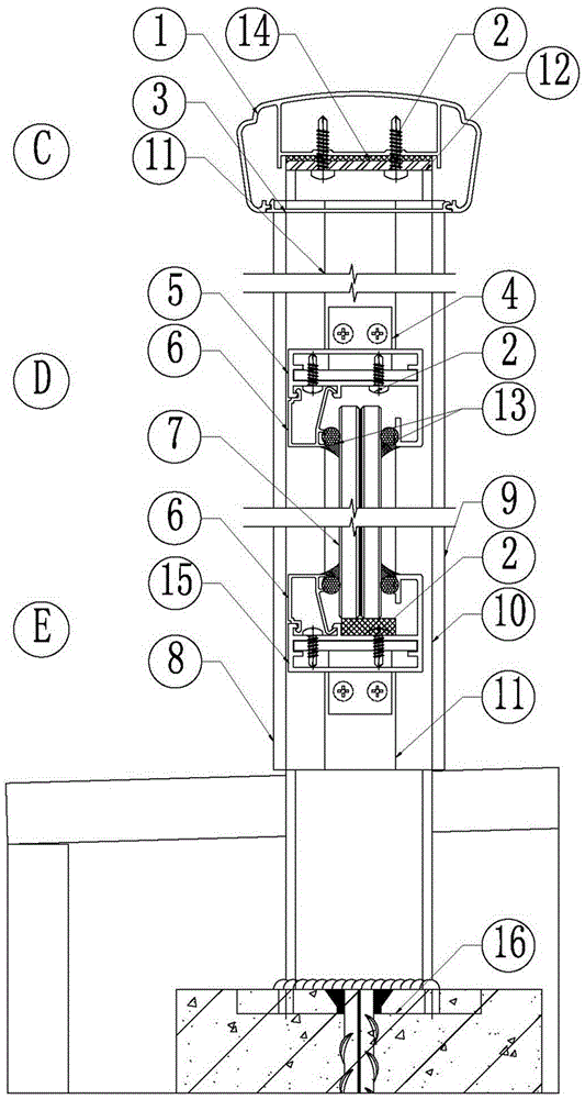 Construction method of high-rise building glass guardrail