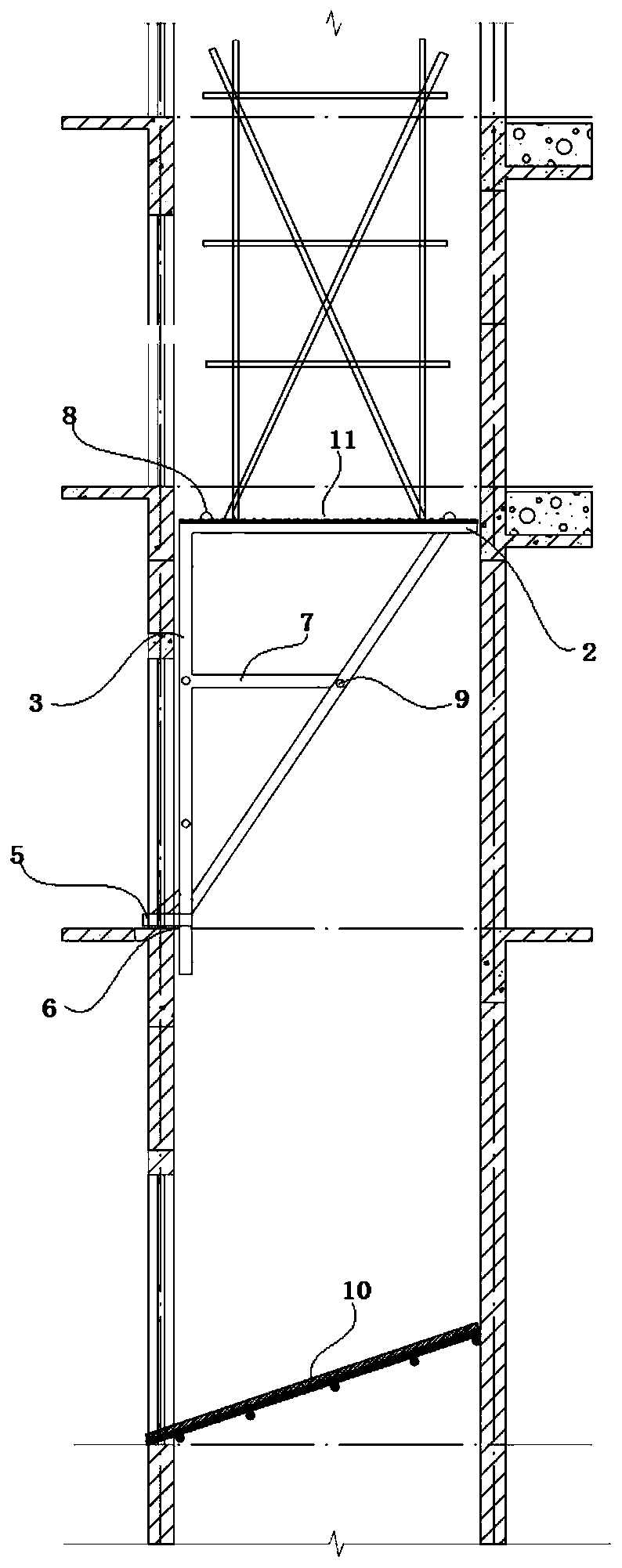 Construction method for tool-type all-steel construction platform of elevator shaft