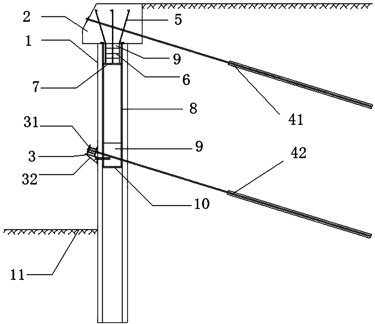 Anti-deformation supporting structure of foundation pit and construction method thereof