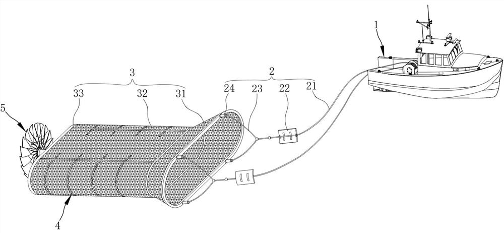 In-net anti-extrusion fishing boat trawling device applied to marine fishery engineering