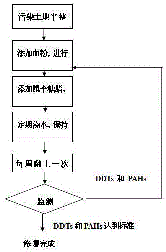 Method for restoring anofex-polycyclic aromatic hydrocarbon composite polluted soil by biological agent