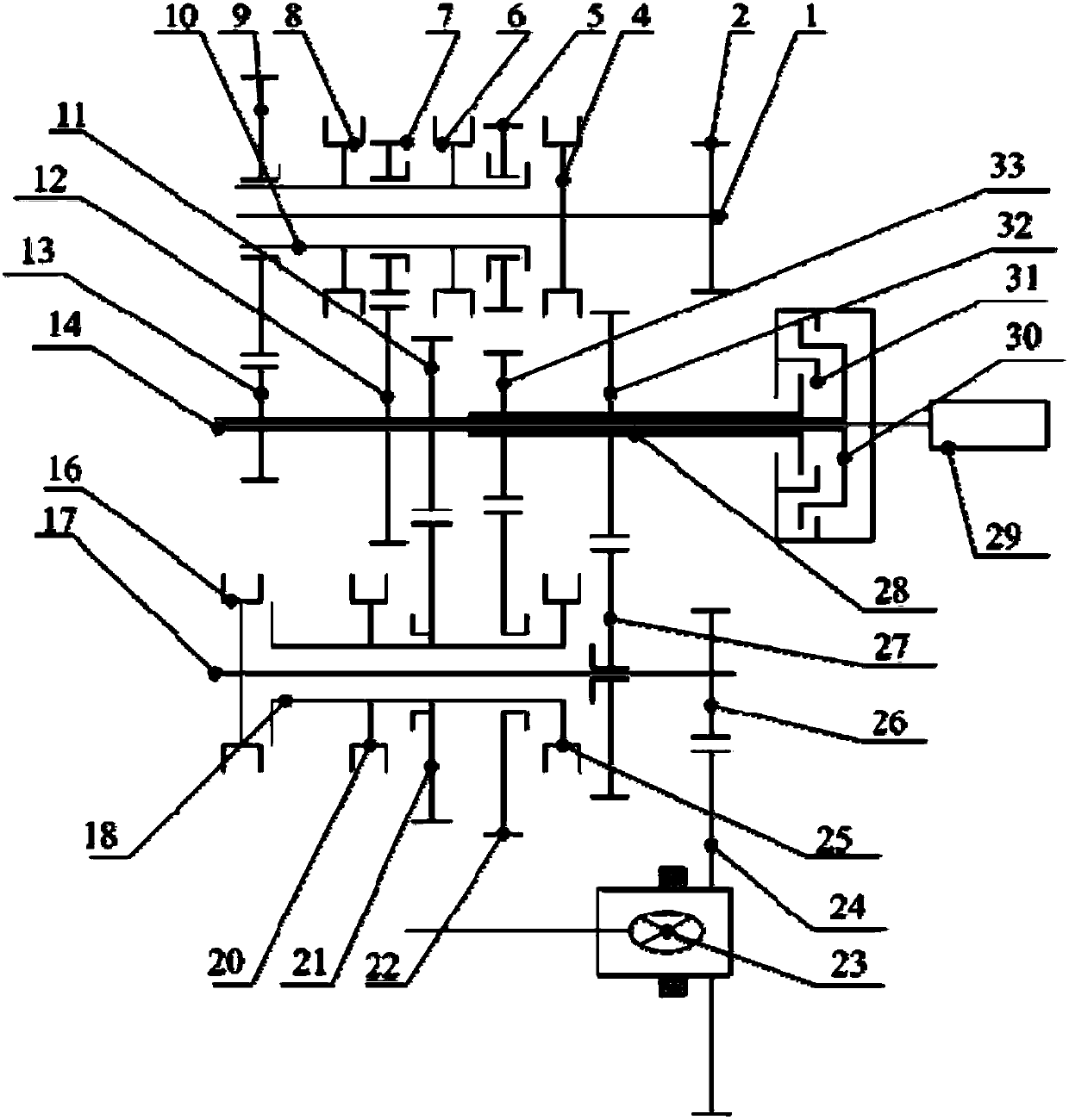 Multi-gear dual clutch transmission and vehicle