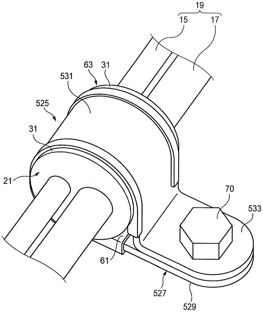 Wire integral clamping mark and wire harness