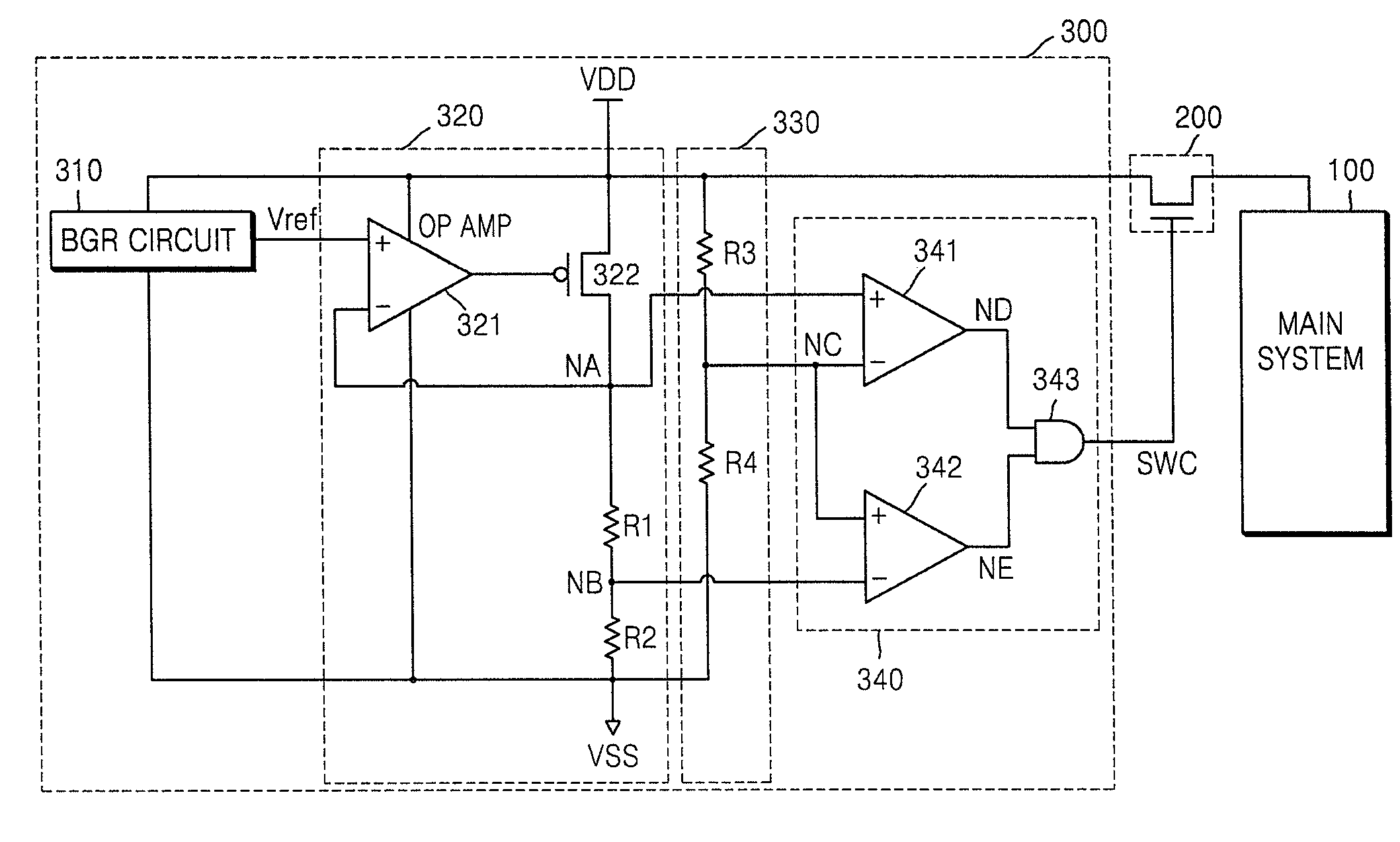 Irregular voltage detection and cutoff circuit using bandgap reference voltage generation circuit