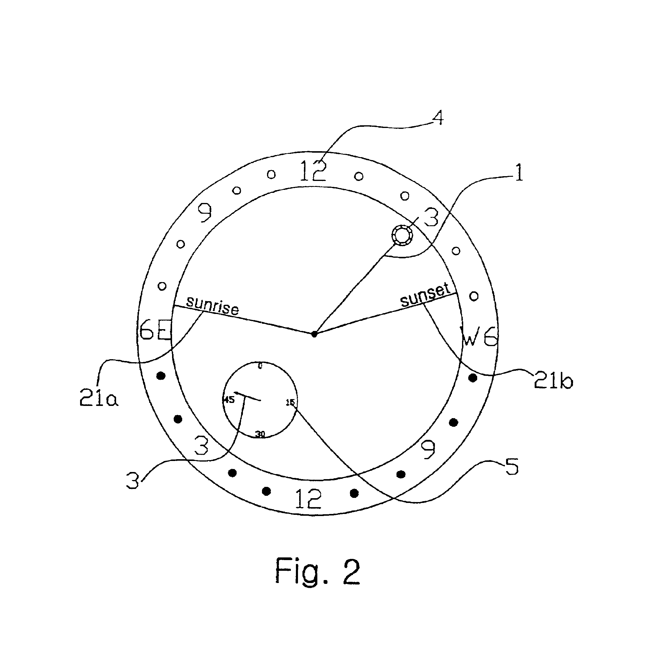 Timepiece from which sunrise and sunset time can be determined