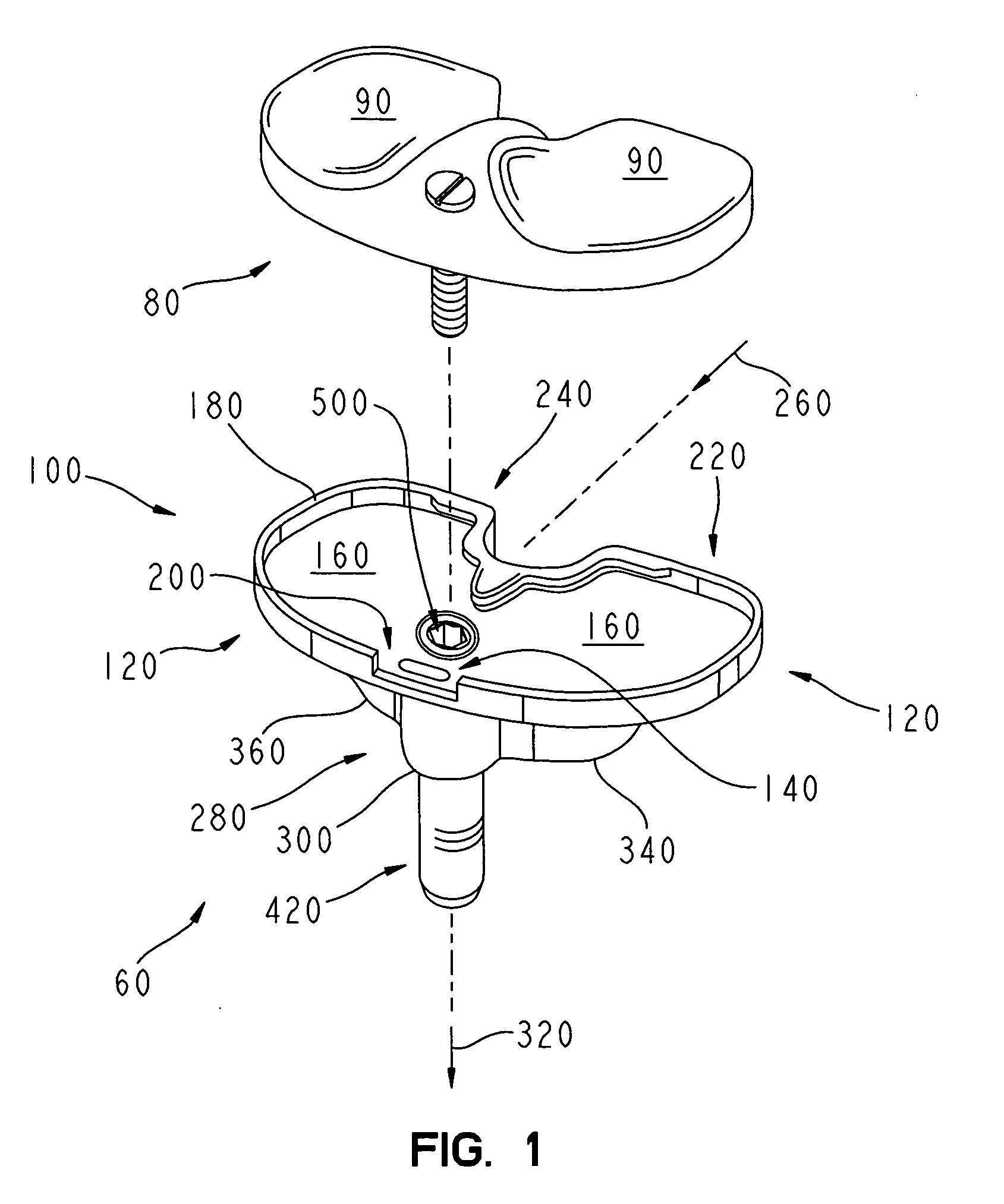 Tibial implant with a through post