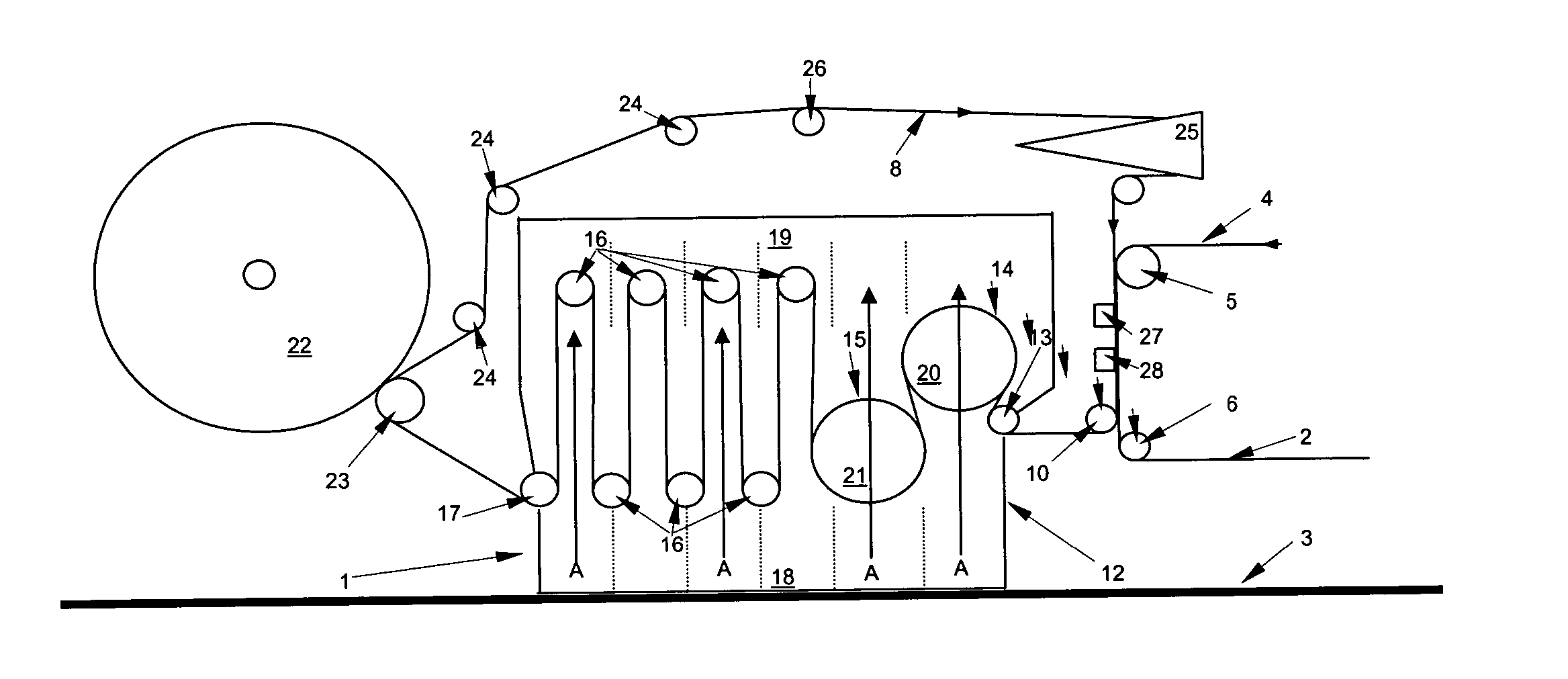 Serpentine paper drying machine