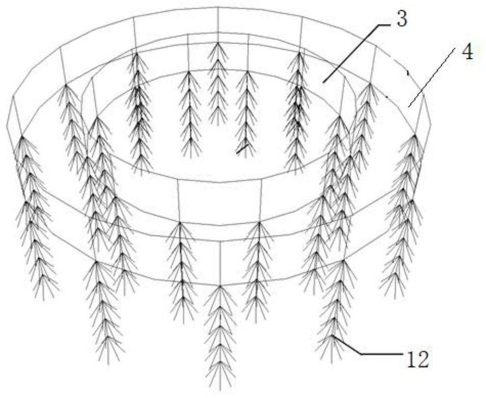 Three-dimensional ecological floating island for denitrification of water body by combining electro-catalysis and aquatic plants