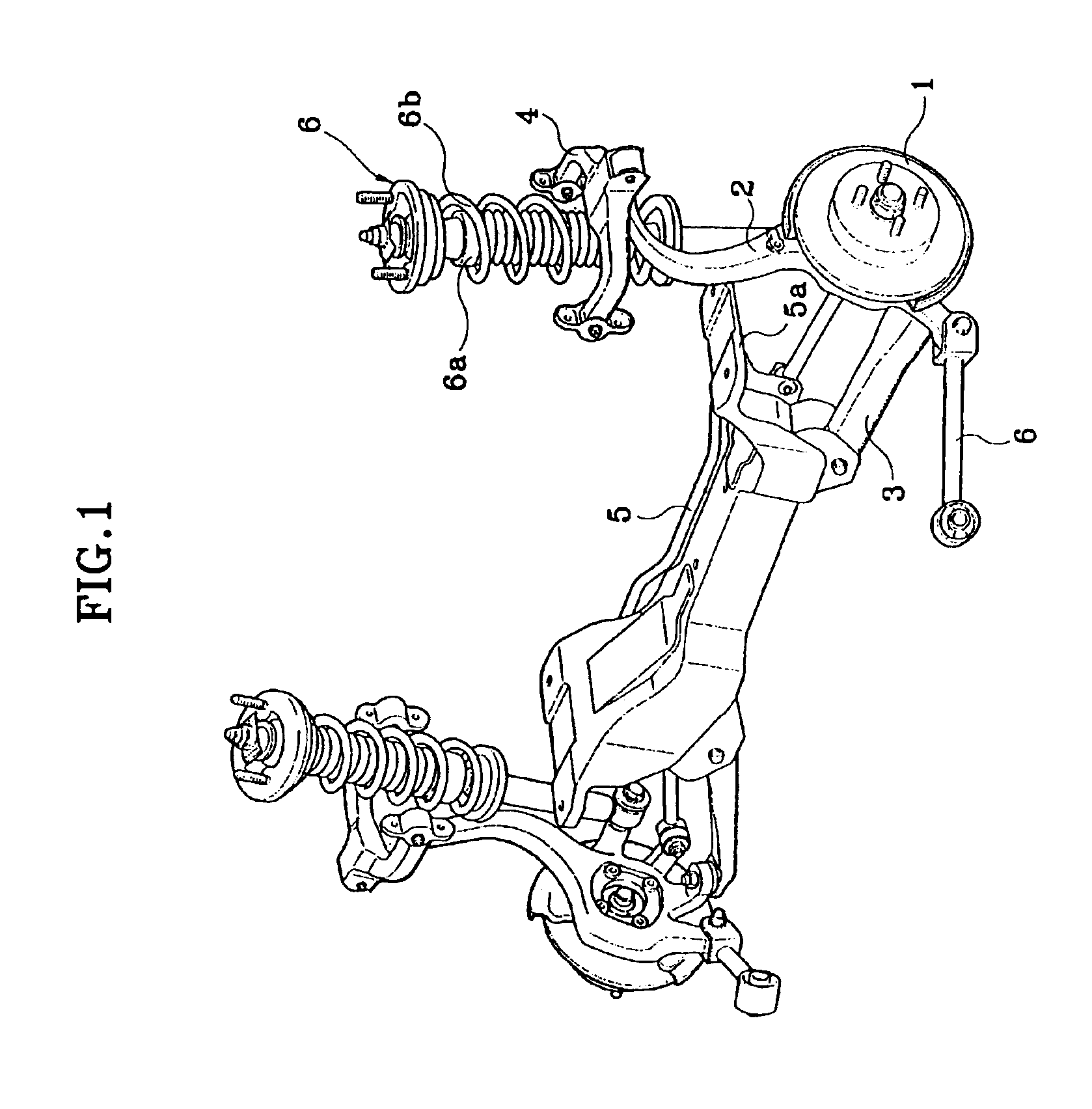 Rear suspension connecting part structure under the floor of a vehicle