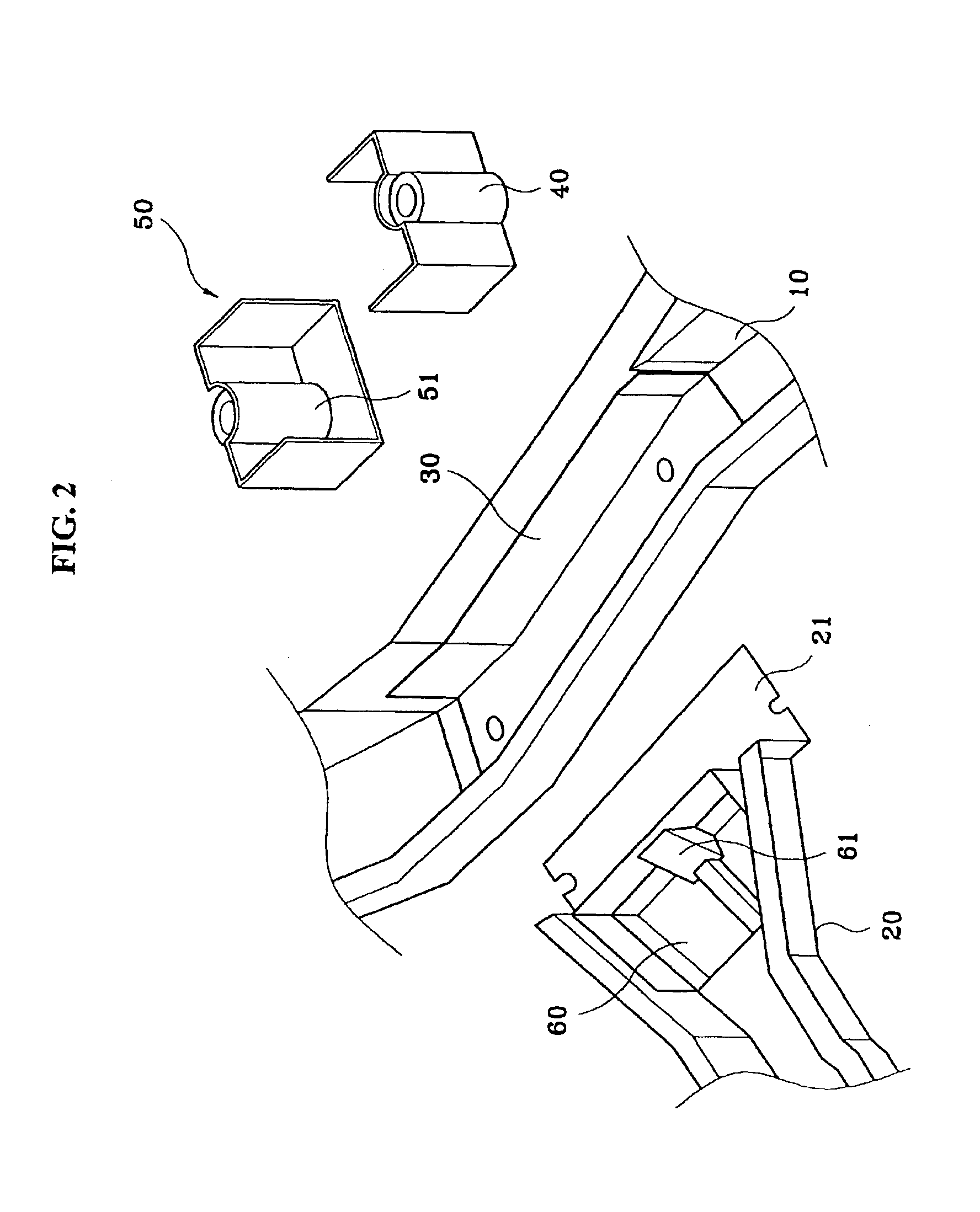 Rear suspension connecting part structure under the floor of a vehicle