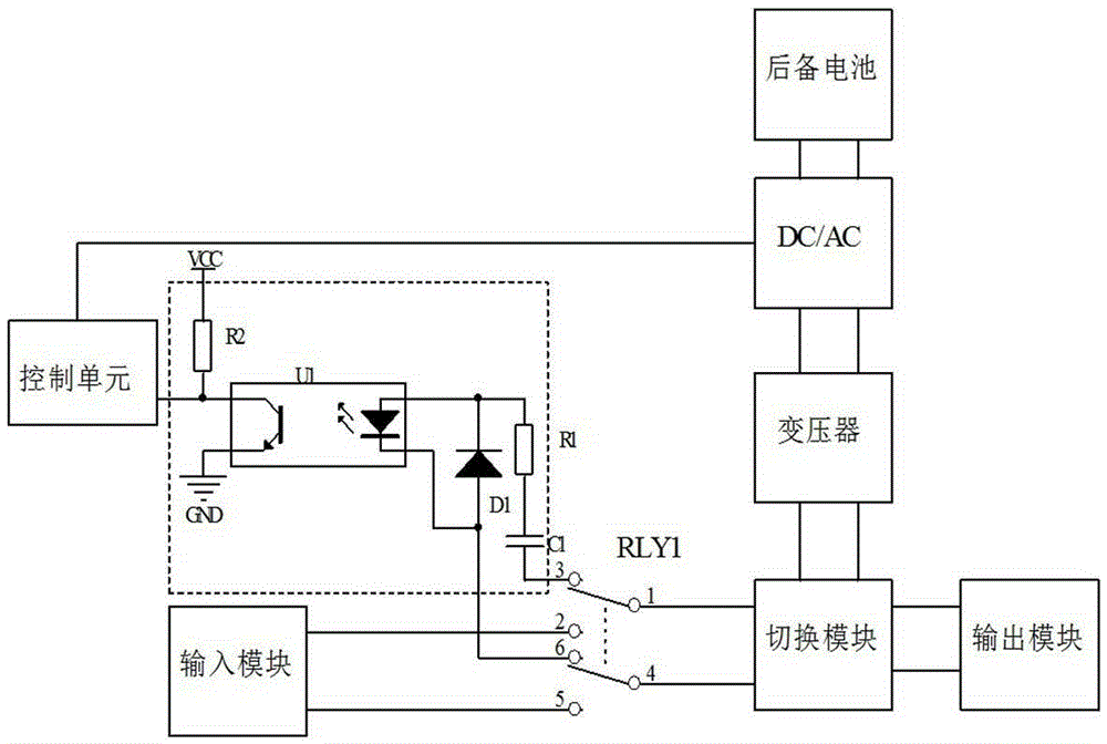 A back-up type UPS input switch abnormity detection apparatus