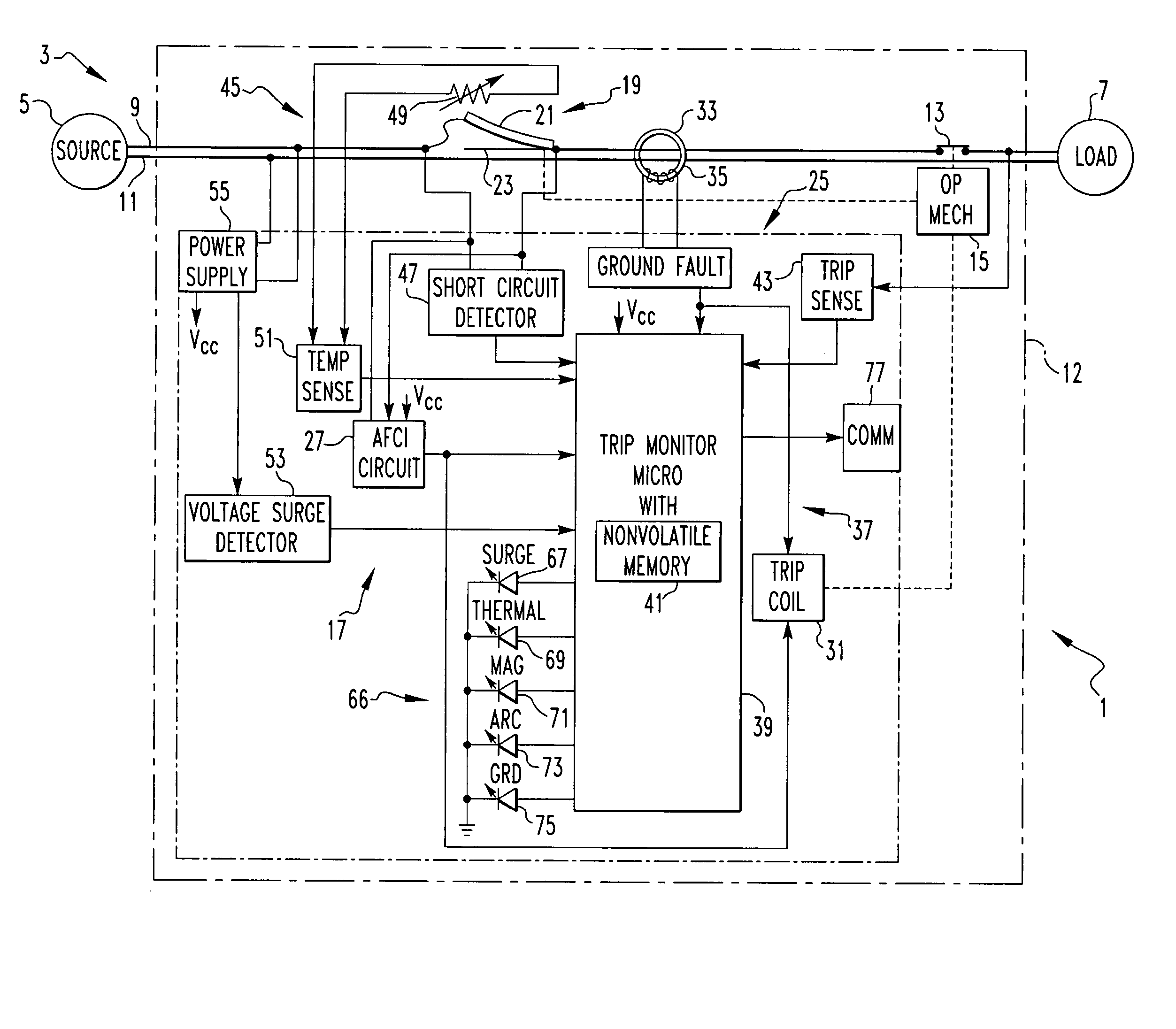 Monitor providing cause of trip indication and circuit breaker incorporatiing the same